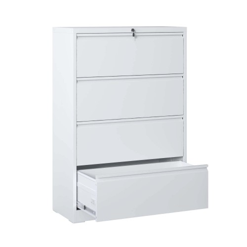 Lateral File Cabinet 4 Drawer - White Filing Cabinet with Lock product image