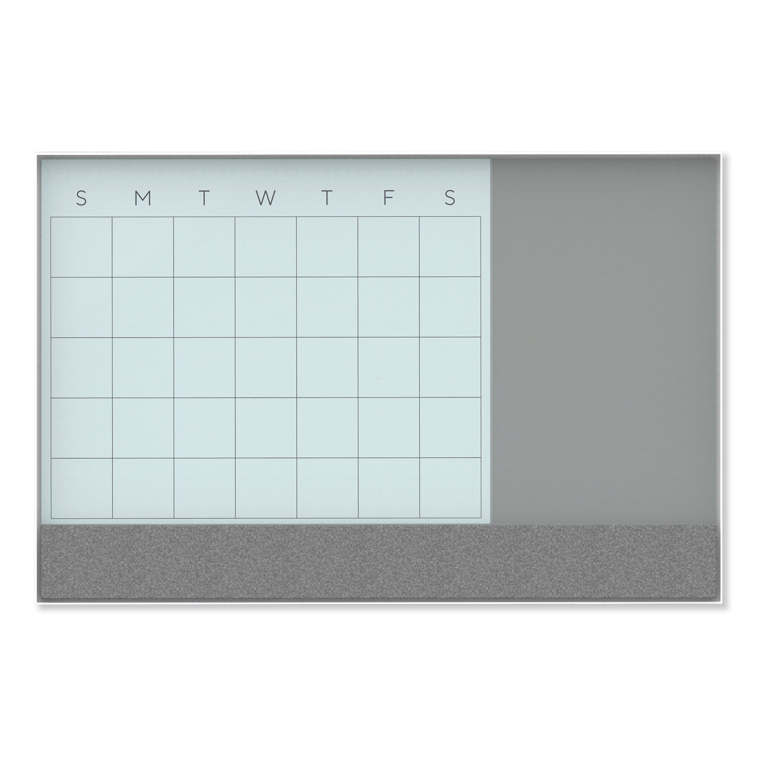 U Brands 3N1 Magnetic Glass Dry Erase Combo Board 36 x 24 Month View White Surface and Frame product image