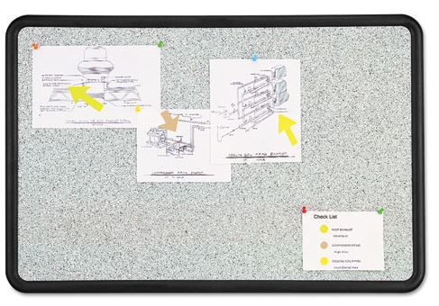 Quartet Contour Granite Gray Tack Board 36 x 24 Black Frame product image