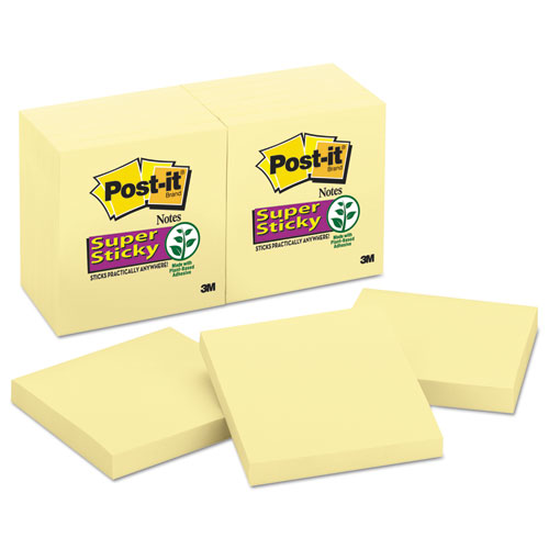 Post-it® Note Pads Canary Yellow 90-Sheet 3 x 3 Pack of 12 product image