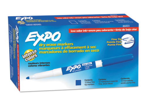 Expo Low Odor Dry Erase Marker Fine Point Blue Dozen