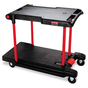 Rubbermaid® Convertible Utility Cart with Two Shelves 43-1/8"H x 23-3/4"W x 45-1/4"D Black product image
