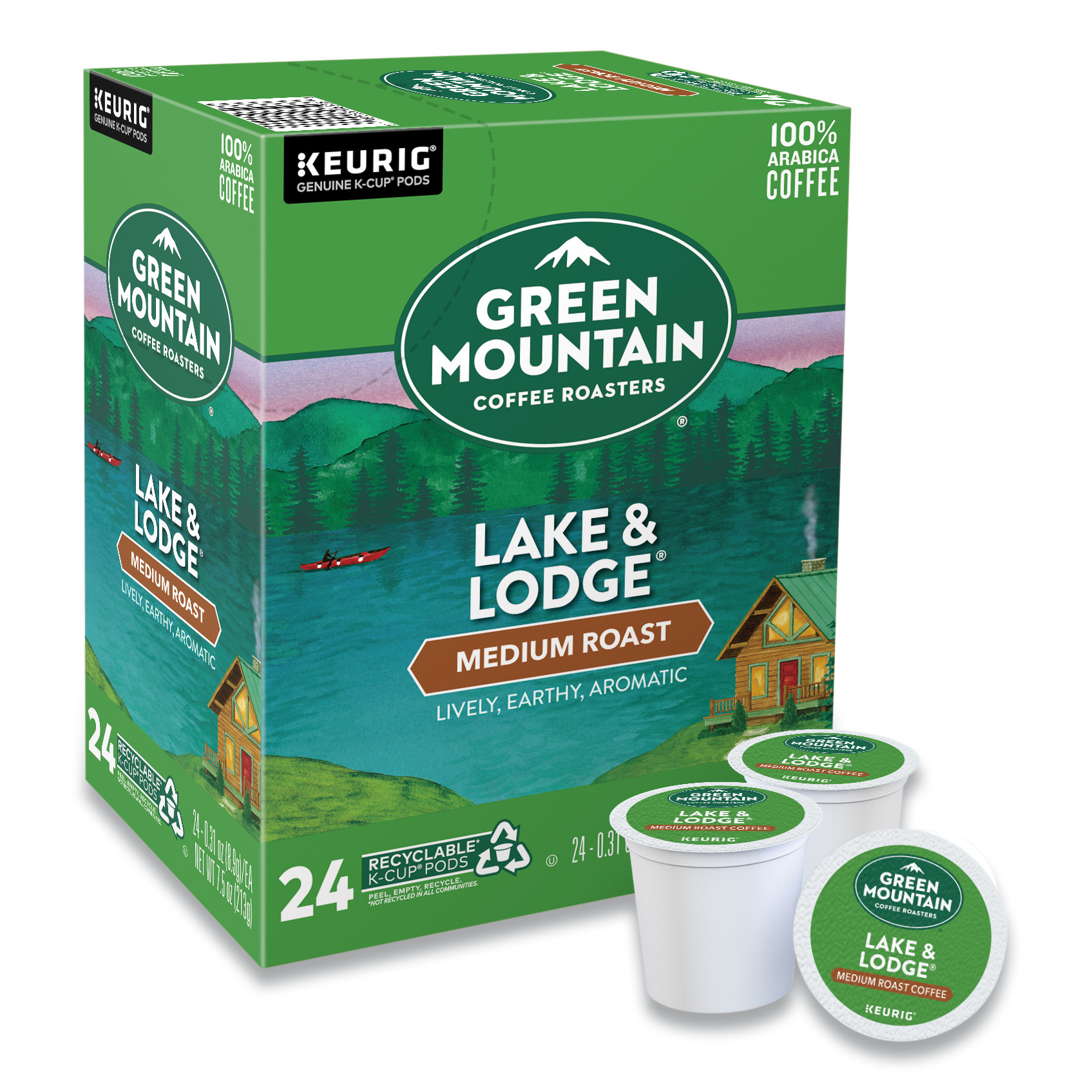 Green Mountain Coffee® Lake and Lodge Coffee K-Cups Medium Roast Carton of 96 product image