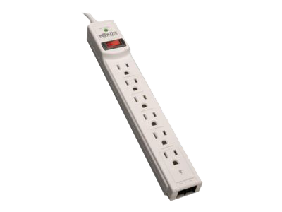 Tripp Lite Surge Protector Strip 6 Outlet RJ11 8ft Cord 990 Joules Gray product image
