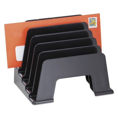 Universal Incline Sorter Five Sections Plastic 8 x 5 1/2 x 6 Black product image