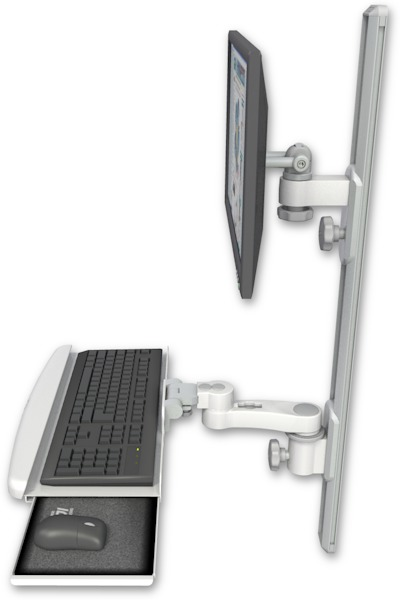 ErgoVision 65 LCD Mount On 36" Wall Track With Separate Arms Bent Keyboard Tray And 6" Arm product image