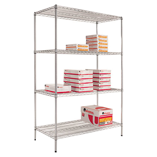Silver Four-Shelf Wire Shelving Starter Kit 48wx24d product image