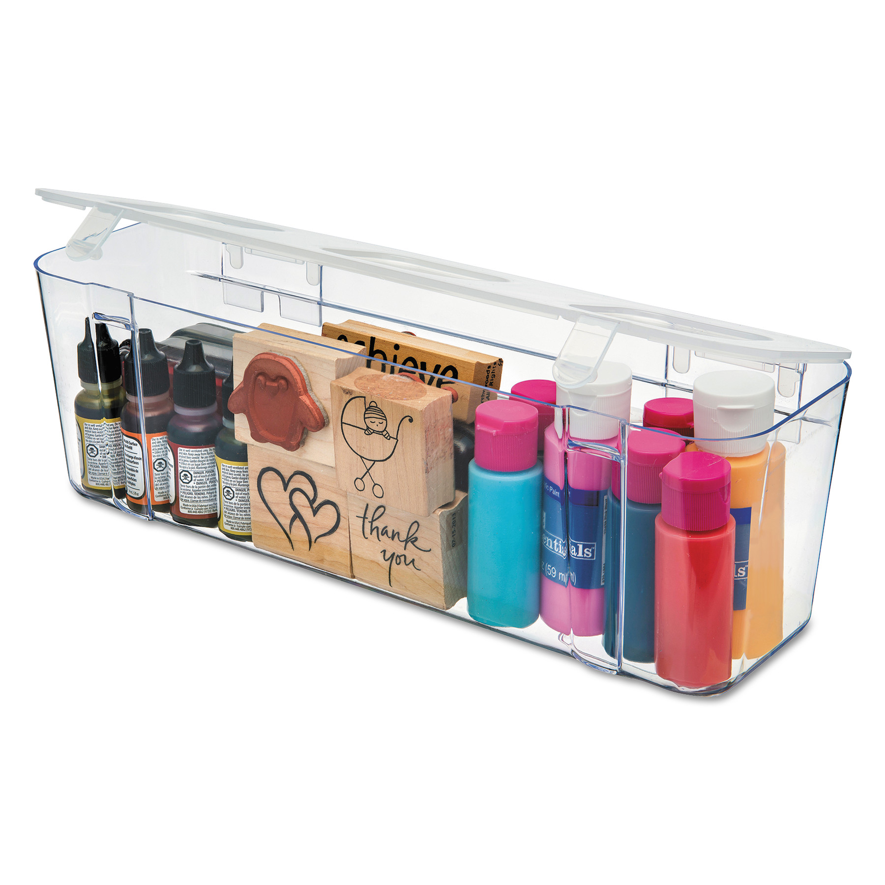 deflecto® Stackable Caddy Organizer Containers Large Clear 13.24" W x 4"  D product image