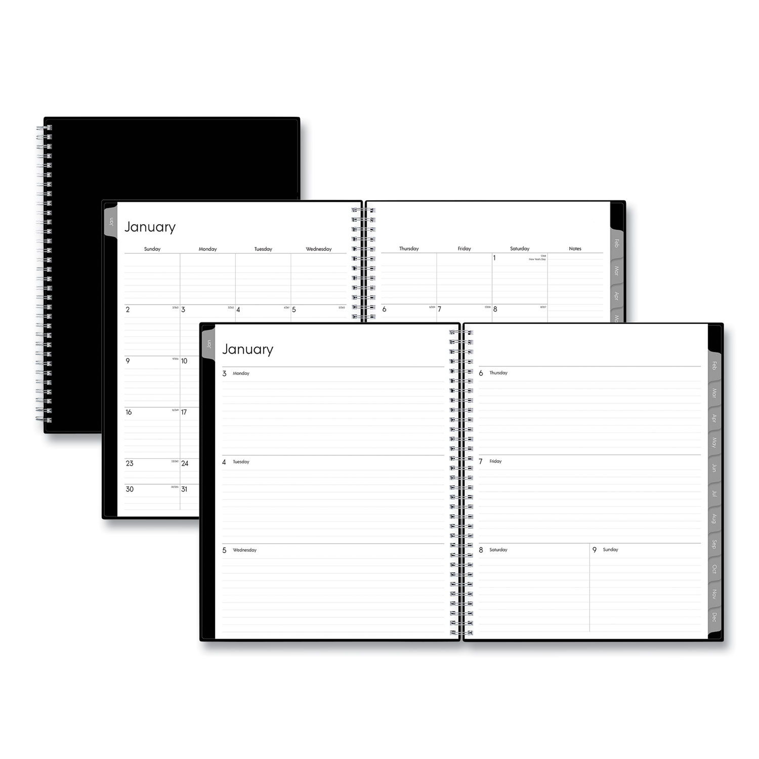 Enterprise Weekly/Monthly Planner 11 x 8.5 Black Cover 12-Month Jan to Dec 2025 product image