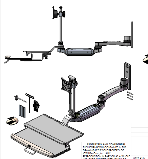 UL180 Inverted Heavy Duty EV710 Monitor MT W3 Wall MT Work Tray Over Sliding Keyboard Ultra 3 Arm product image