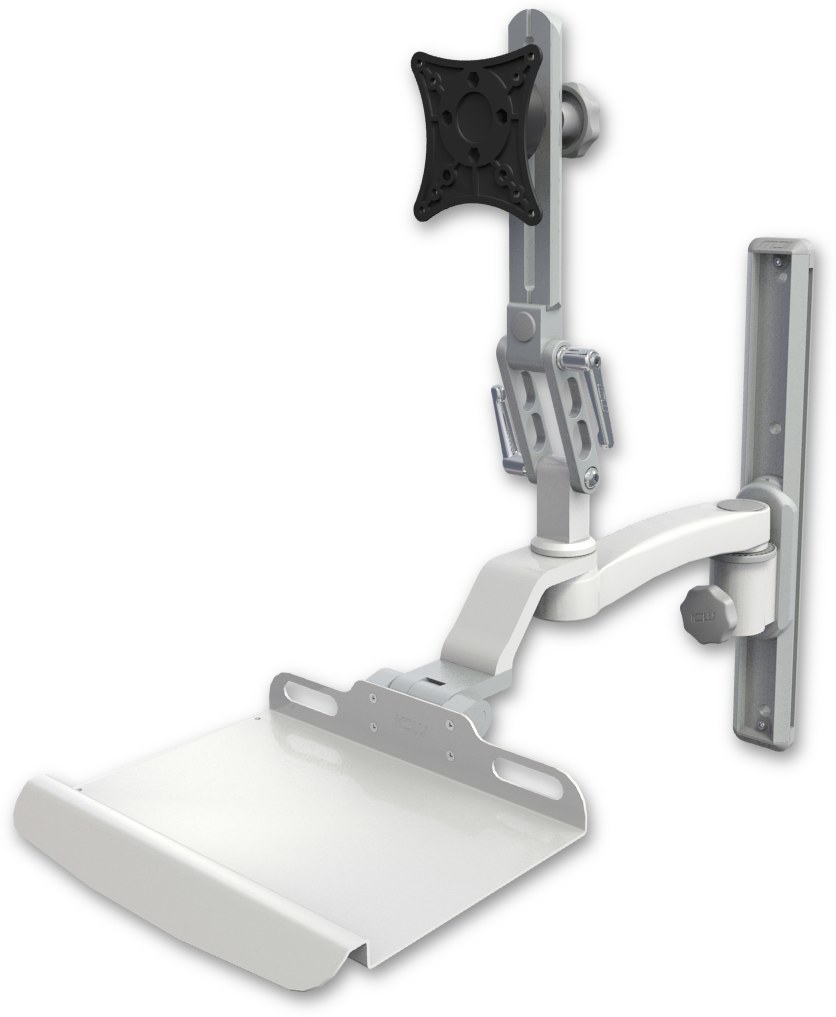 Ultra 510 LCD Mount on a 19" Wall Track Slider with a 12" Keyboard Tray and an 11" Arm product image