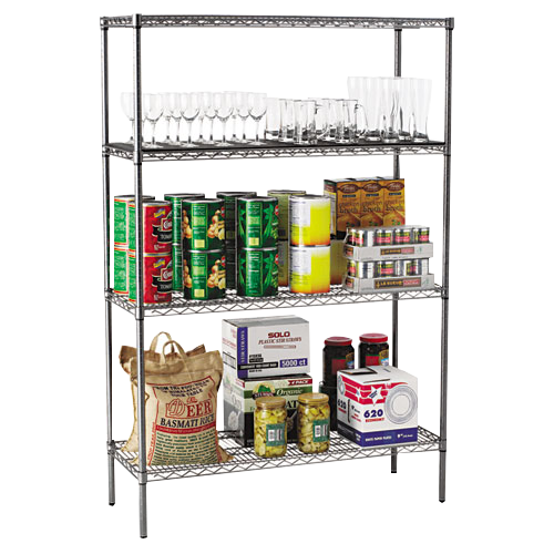 Black Anthracite Four-Shelf Wire Shelving Starter Kit 48wx18d image