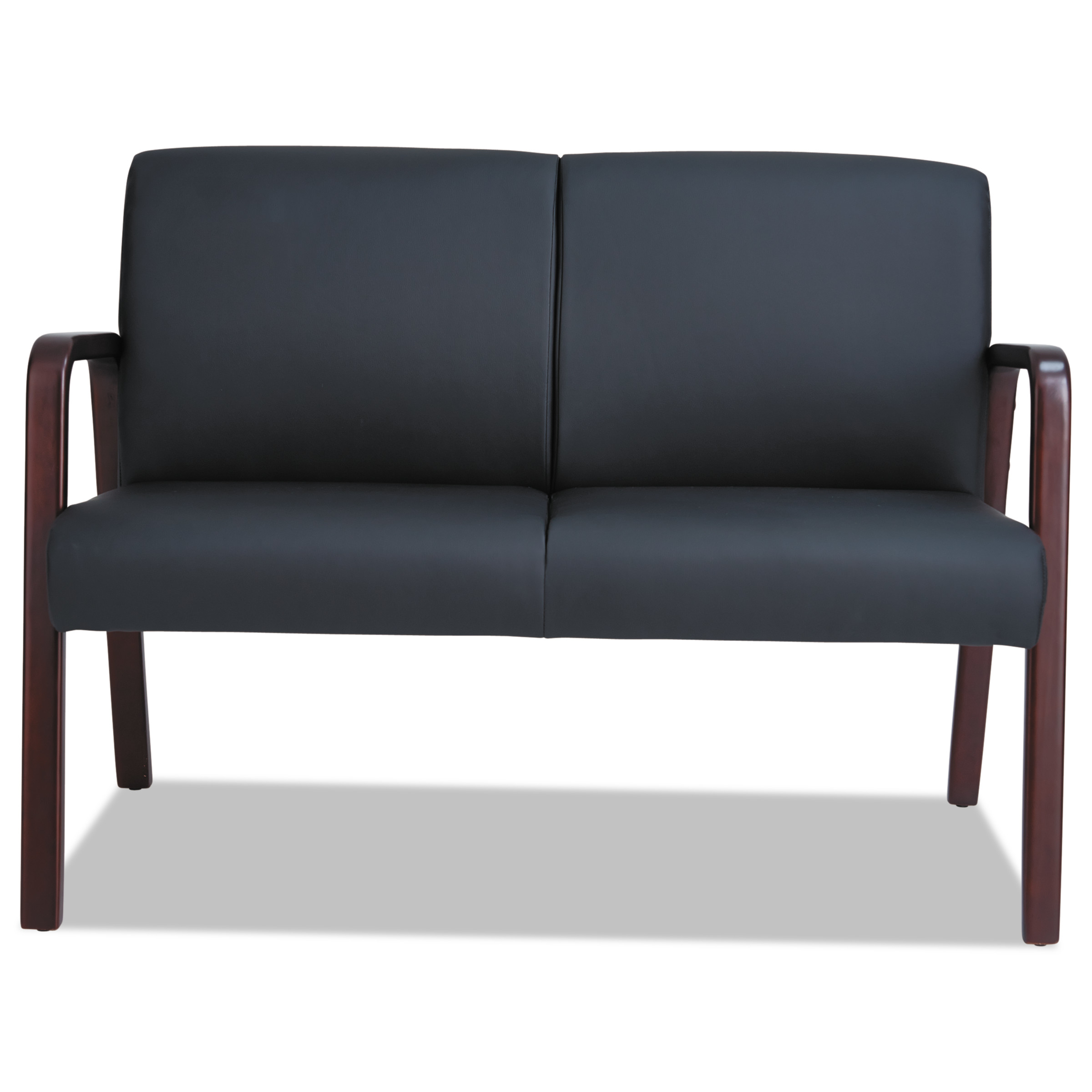 Alera® Reception Lounge Series Wood Loveseat Black/Mahogany 44.88w x 26.13d x 33h product image