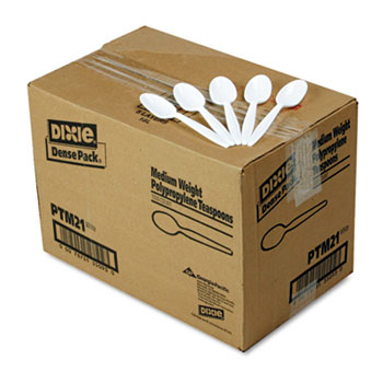 Dixie® Mediumweight White Plastic Teaspoons Carton of 1000 product image