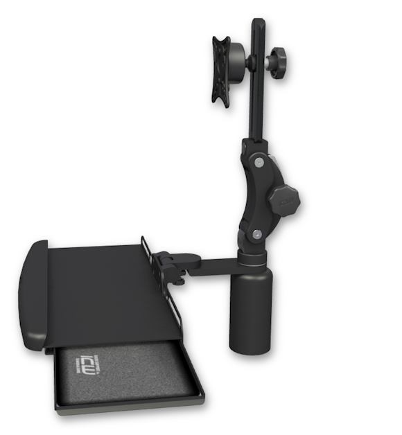 Ultra 550 LCD Desk Mount with a 5" Riser and a bent Keyboard Tray product image