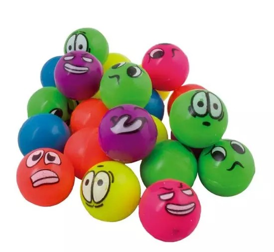 Happy Face 1" Super Bouncy Funny Faced Rubber Balls Box of 20 product image