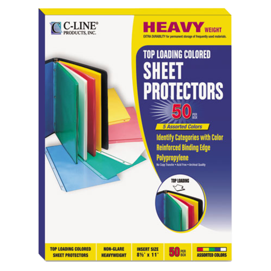 Assorted Colored Poly Sheet Protector Box of 50 product image