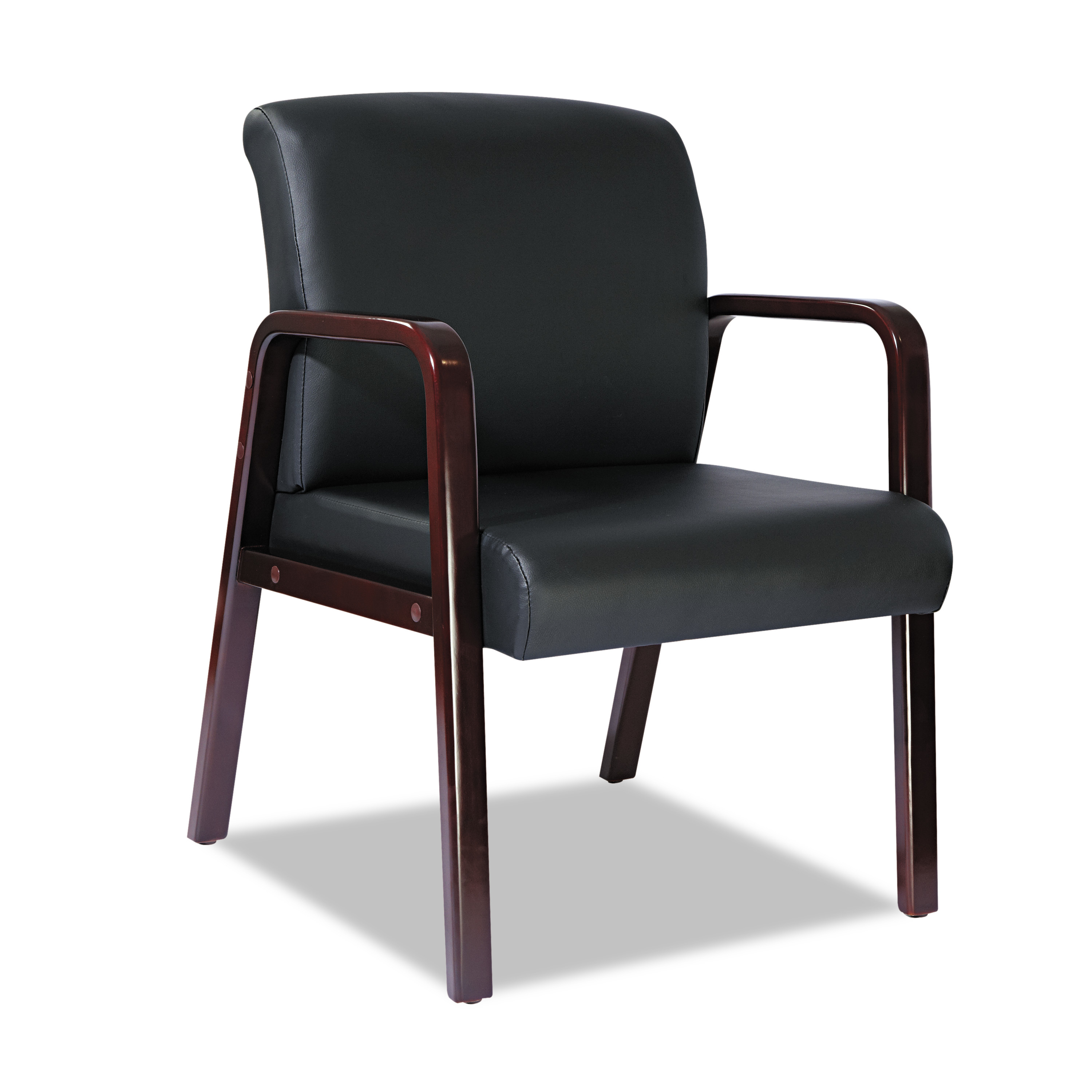 Alera® Reception Lounge WL Series Guest Chair Black Seat/Black Back Mahogany Base 24.21" x 26.14" x 32.67" product image