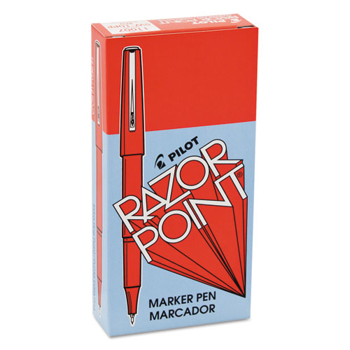 Plastic Point Stick Water Resistant Pen, Red Ink, Fine, Dozen