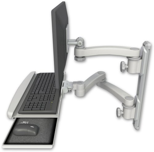 ErgoVision 65 LCD Mount on 19" Wall Track with Separate Arms/Bent Keyboard Tray/11" Arm/20" Double-Arm product image