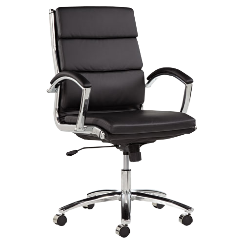 Alera® Neratoli Series Mid-Back Swivel/Tilt Chair Black Leather Chrome Frame product image