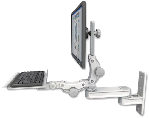 Short Single Arm T2 Paralink LCD Arm Wall Mount with 12" Paralink Keyboard Tray product image