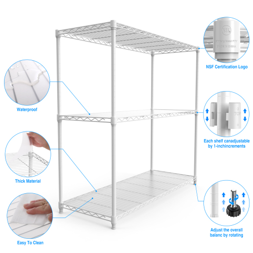 3 Tier Wire Shelving Unit White product image
