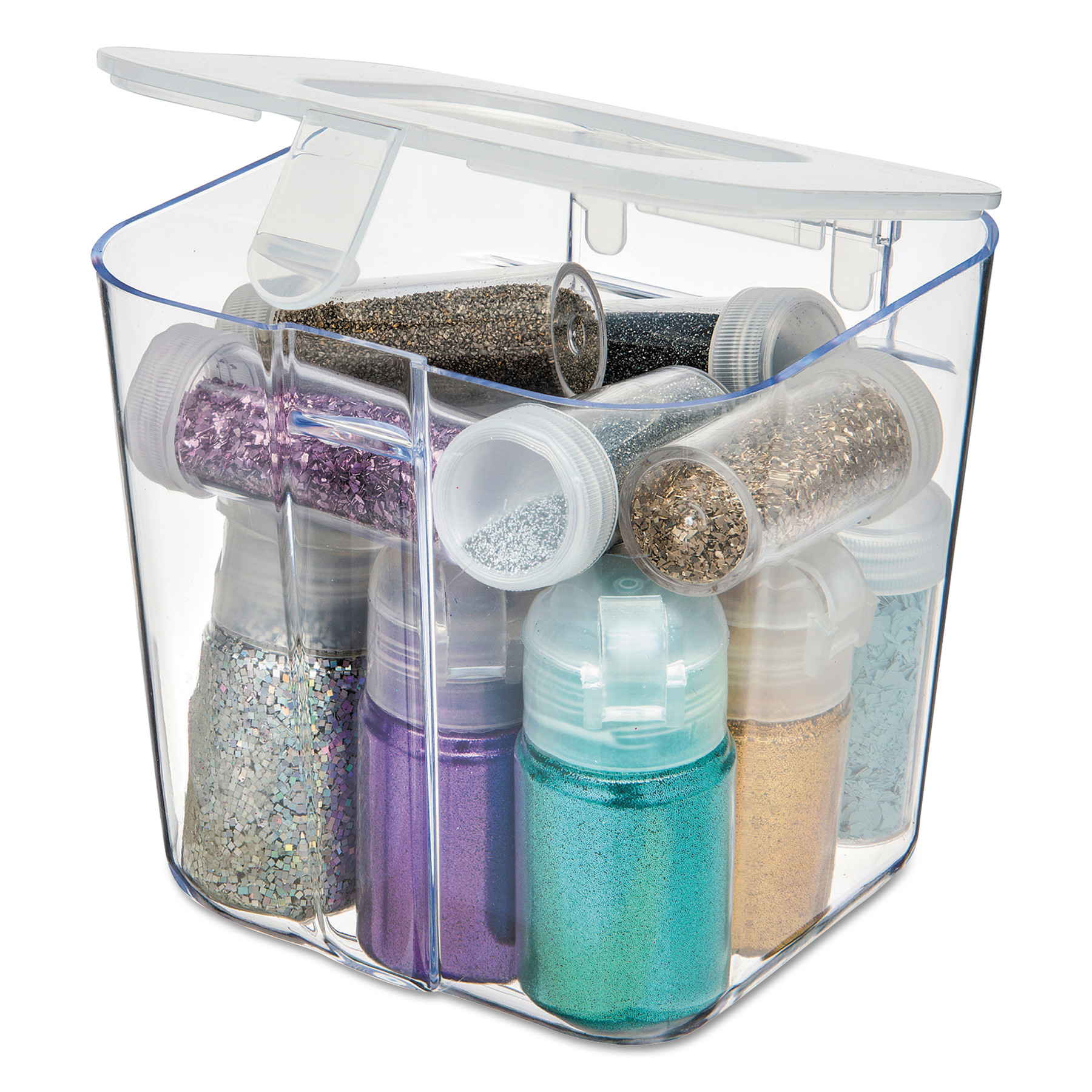 deflecto® Stackable Caddy Organizer Containers Small Clear 4 2/5" W x 4" D product image