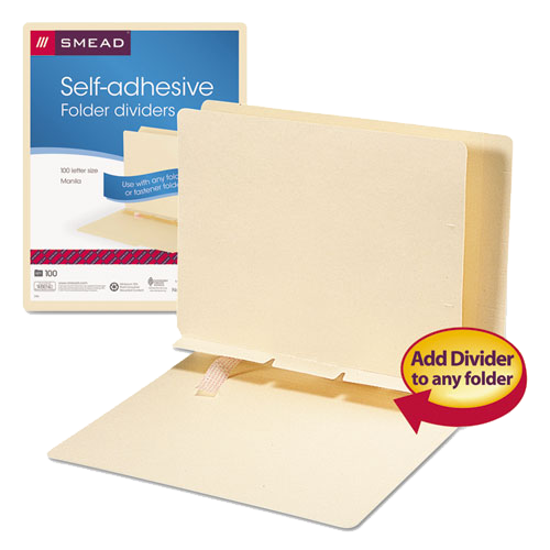 Smead® Self-Adhesive Folder Divider with Pre-punched Slits Letter Manila Box of 100 product image