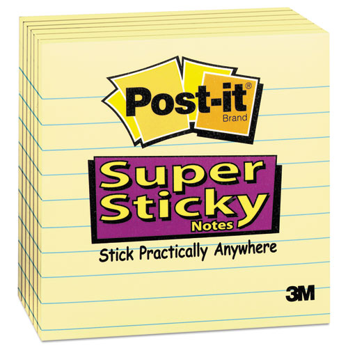 Post-it® Super Sticky Notes Lined Canary Yellow 90-Sheet 4 x 4 Pack of 6 product image