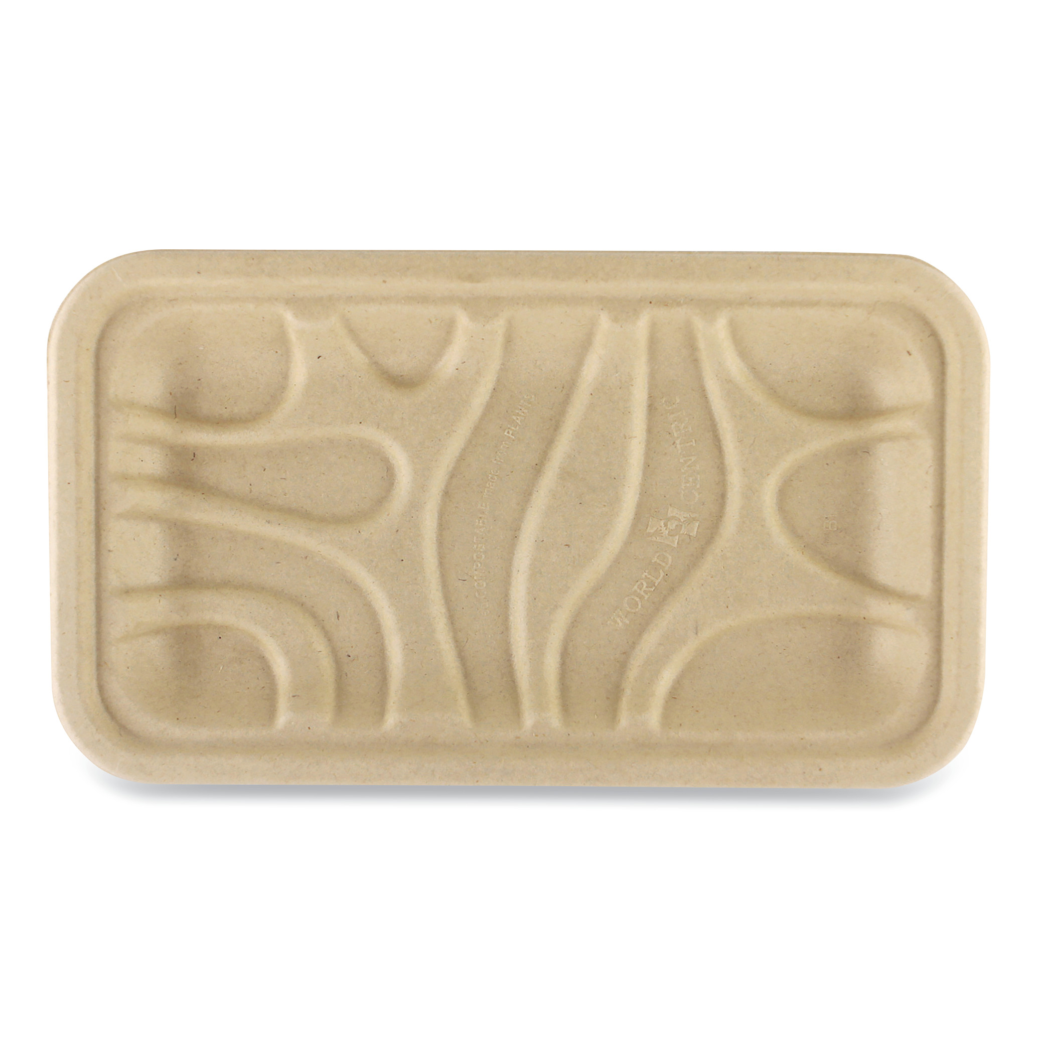 World Centric® Fiber Trays PLA Lined PFAS Free 8.3 x 4.9 x 0.7 Natural Carton of 500 product image