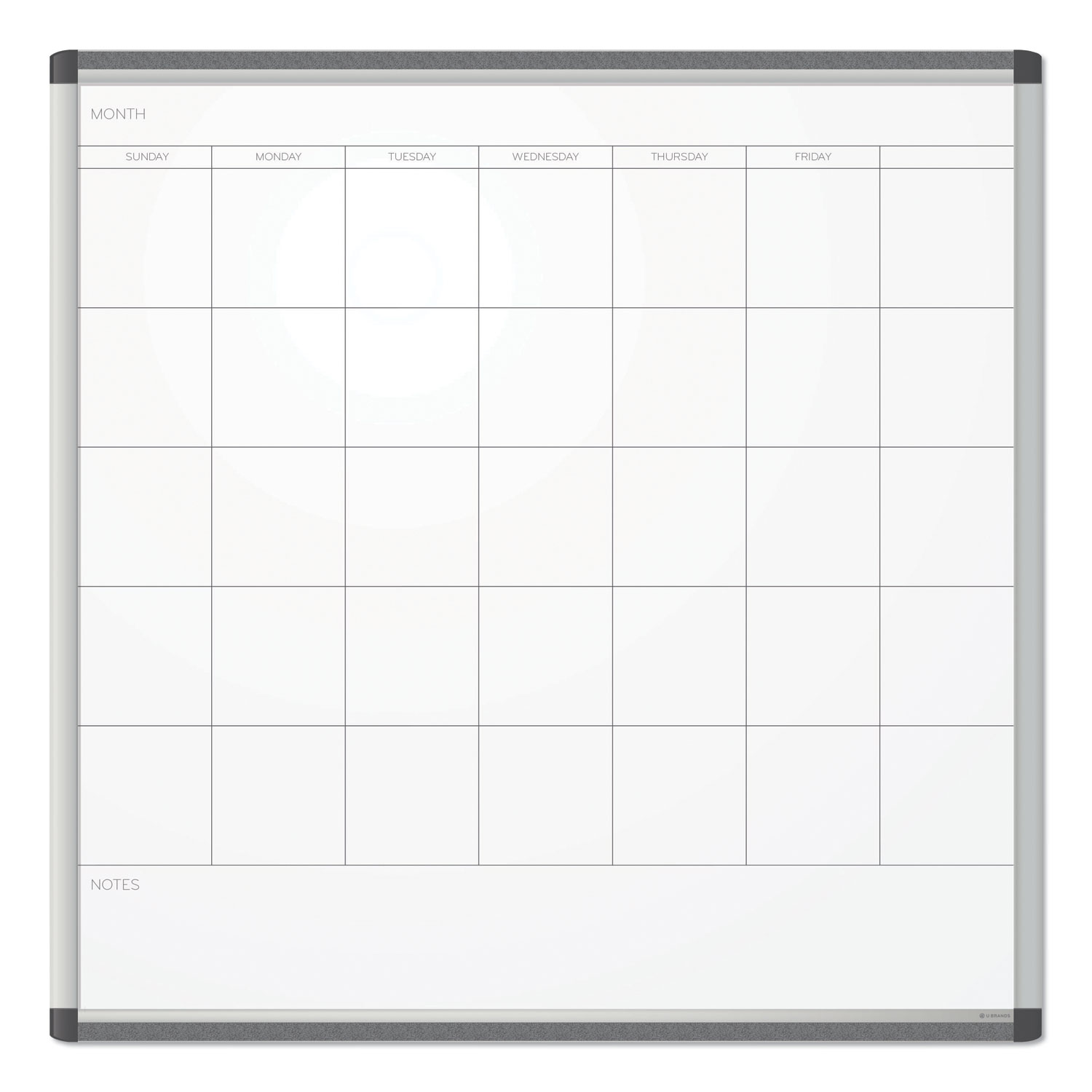 U Brands PINIT Magnetic Dry Erase Undated One Month Calendar 36 x 36 White product image