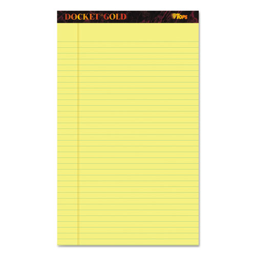 TOPS™ Docket Ruled Perforated Pads 8-1/2" x 14" Canary 50 Sheets Dozen product image