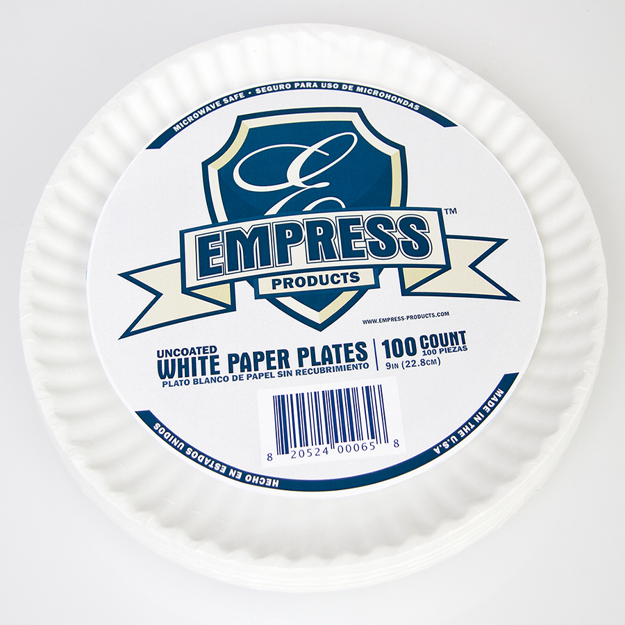 Empress Uncoated Paper Plate 9" White Case of 10 product image