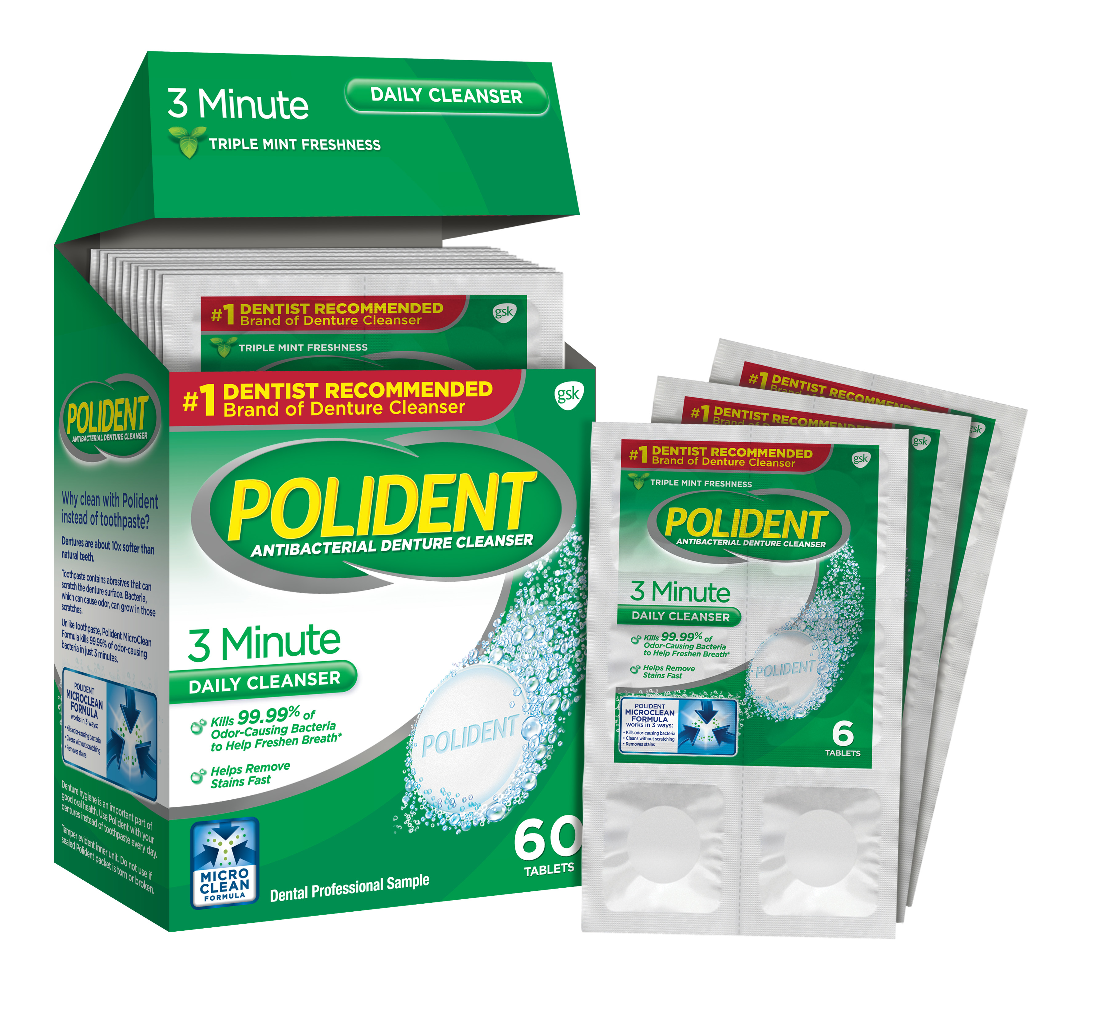 Polident Bundle: Complete Denture Care Starter Kit for Partial and Full  Dentures Includes Denture Bath Polident 3-Minute Tablets Cushion Grip  Denture Adhesive