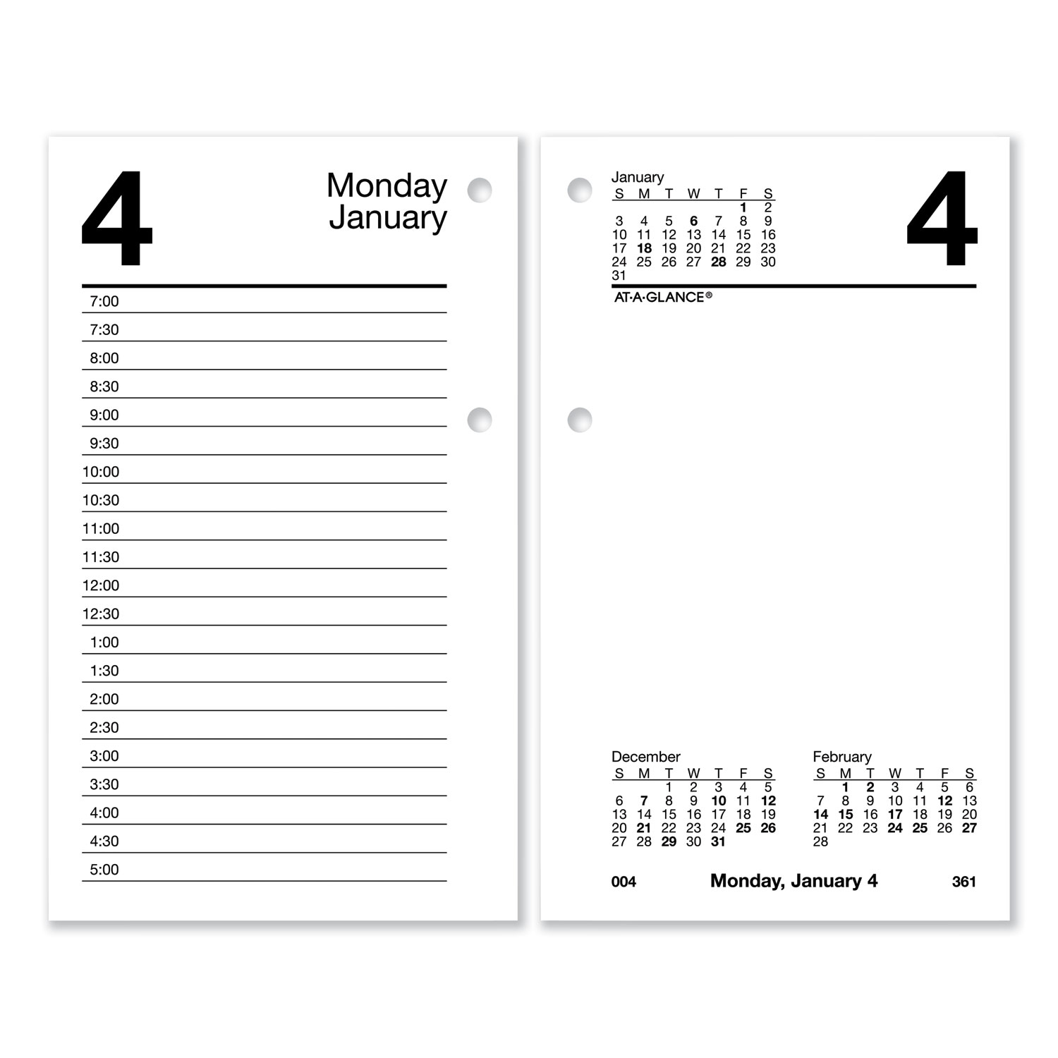 Desk Calendar Refill 3.5 x 6 White Sheets 12-Month Jan to Dec 2025 product image