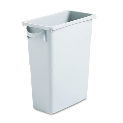 Rubbermaid® Slim Jim Waste Container with Handles Rectangular Plastic 24-7/8"H x 20"W x 11"D Light Gray product image