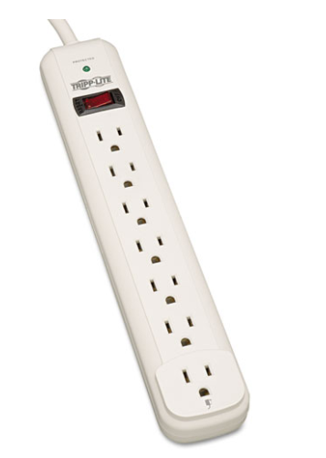 TRIPP-LITE TLP712 Surge Suppressor 7 Outlets 12 ft Cord 1080 Joules Light Gray product image