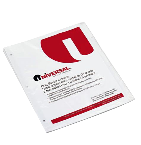 Universal One White Write-On/Erasable Indexes with White Tabs 5-Tab Letter Set of 5 product image