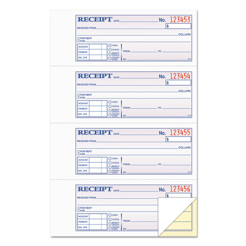 Tops Money and Rent Receipt Books 2-3/4 x 7 1/8 Two-Part Carbonless Book of 400 product image