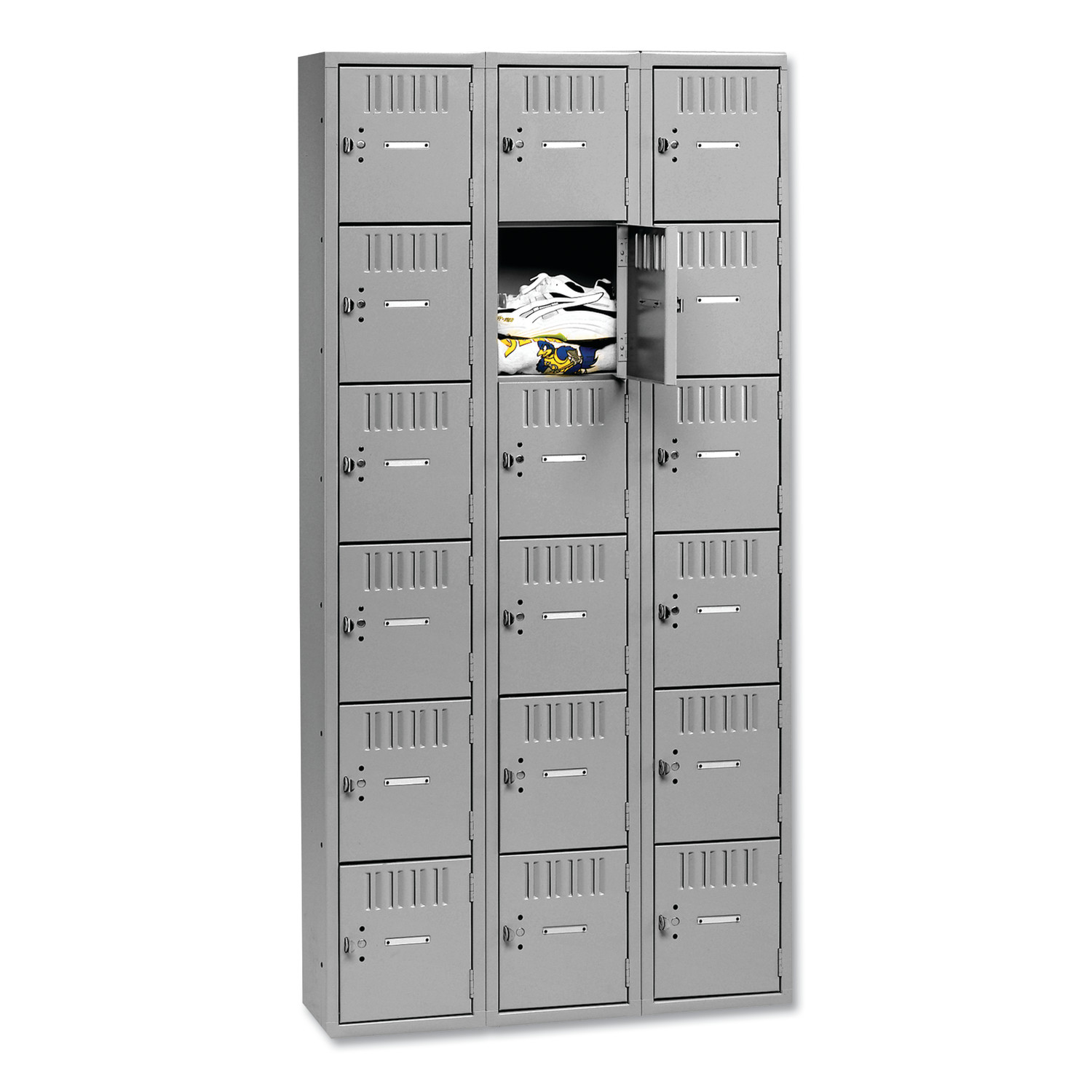 Tennsco Box Compartments Triple Stack Medium Gray 36W x 18D x 72H product image