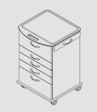 NC Cart with Pullout Flip Down 3-3.5"/1-8" Drawers 22" Wide - Right product image