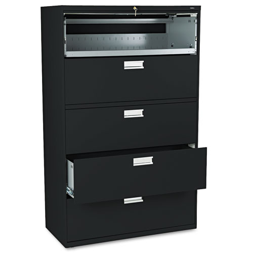 600 Series Black Five-Drawer Lateral File 42" image