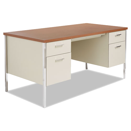 Double Pedestal Steel Desk Metal Desk 60w x 30d x 29-1/2h Cherry/Putty product image