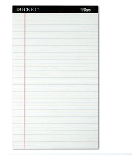 Tops White Docket Ruled Perforated Pads Legal Rule/Size 12 Pack 12 product image