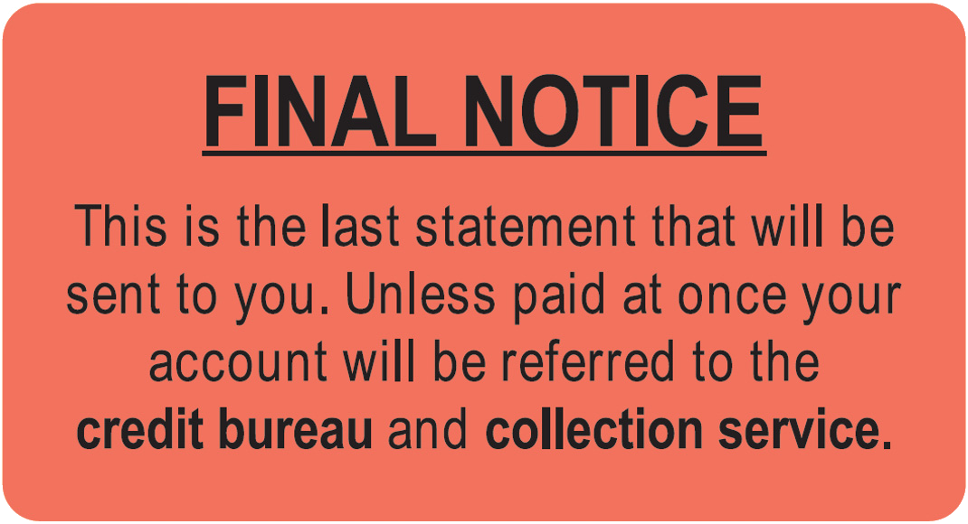 Fluorescent Red Label "Final Notice" Roll of 250 product image