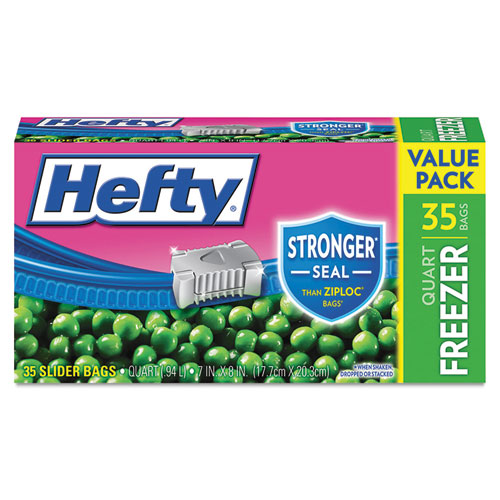 Hefty One Zip Slider Bags Freezer 1qt 2.5 Mil Clear Carton of 315 product image