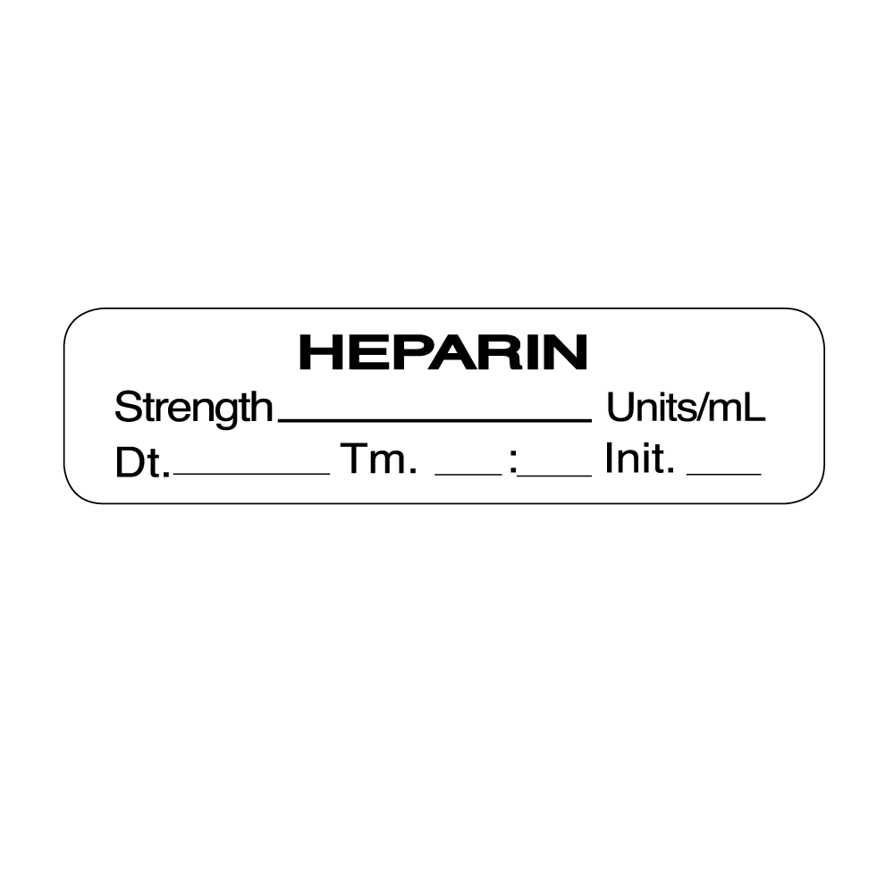 Heparin Strength Units/ml Time Init Anesthesia Label Roll product image