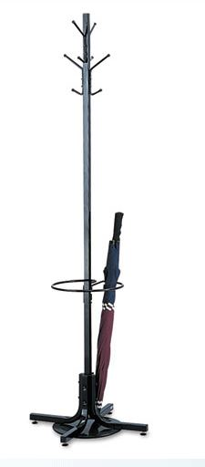 Safco Black Metal Costumer with Umbrella Holder Four Ball-Tipped Double-Hooks product image