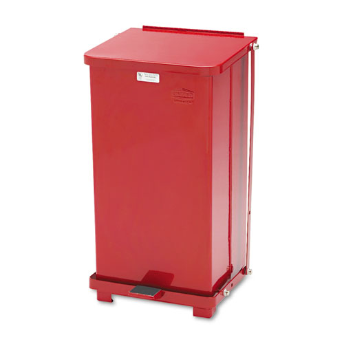 Rubbermaid® Defenders Biohazard Step Can Square Steel 12 Gallon Red product image